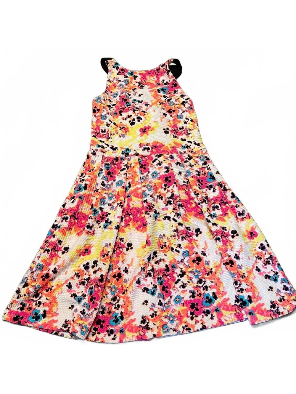 SO Small Floral Sleeveless Dress with Black Crisscross Back